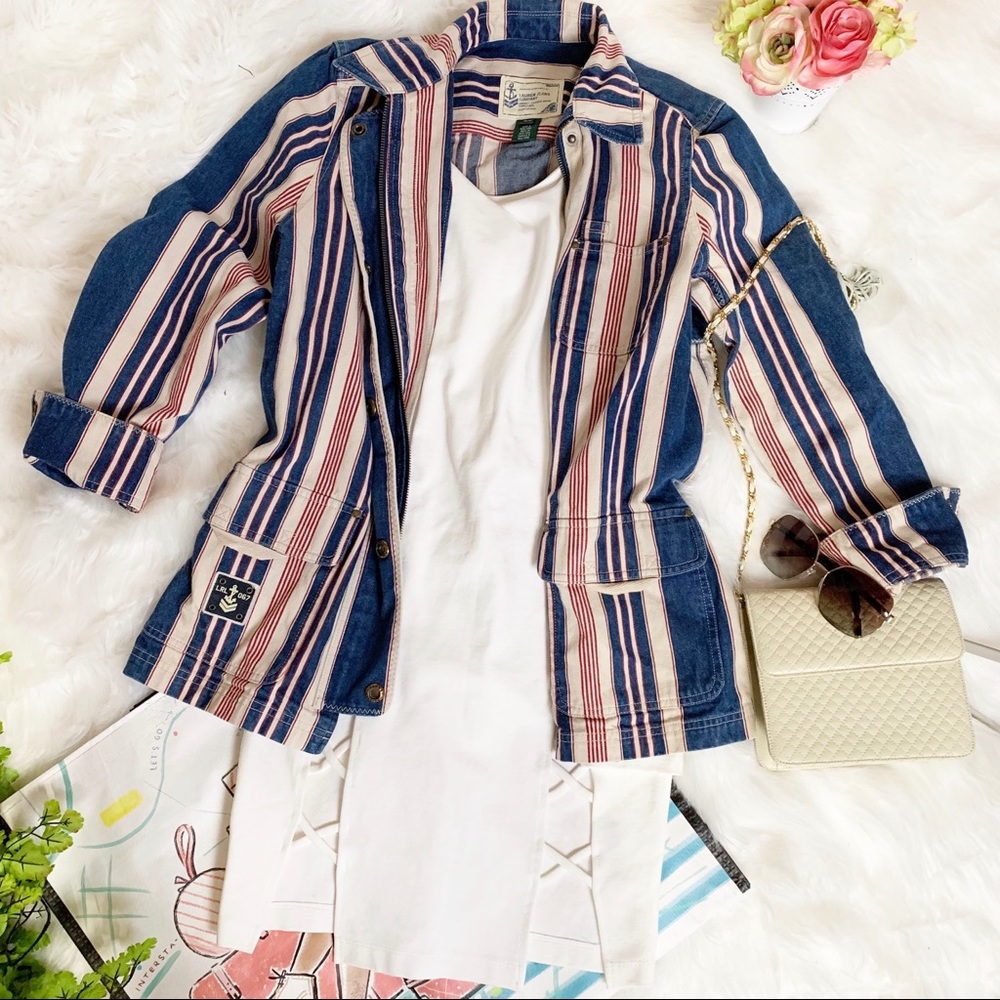 ICONIC LAUREN CO JEANS RED WHITE BLUE PARKA JACKET